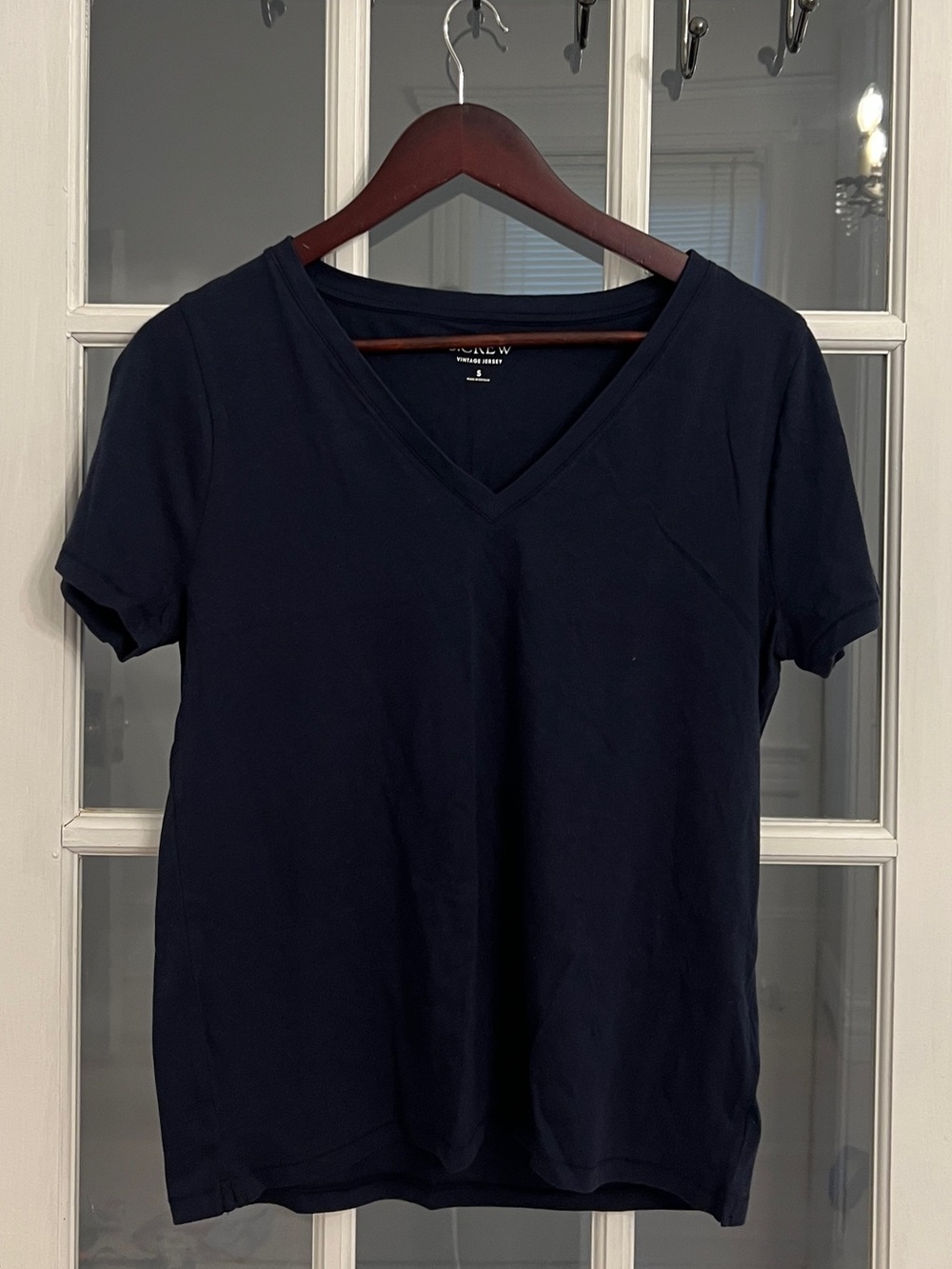 J. CREW Women's Navy Blue Vintage Jersey Classic-Fit V-Neck Short Sleeve Tee NEW